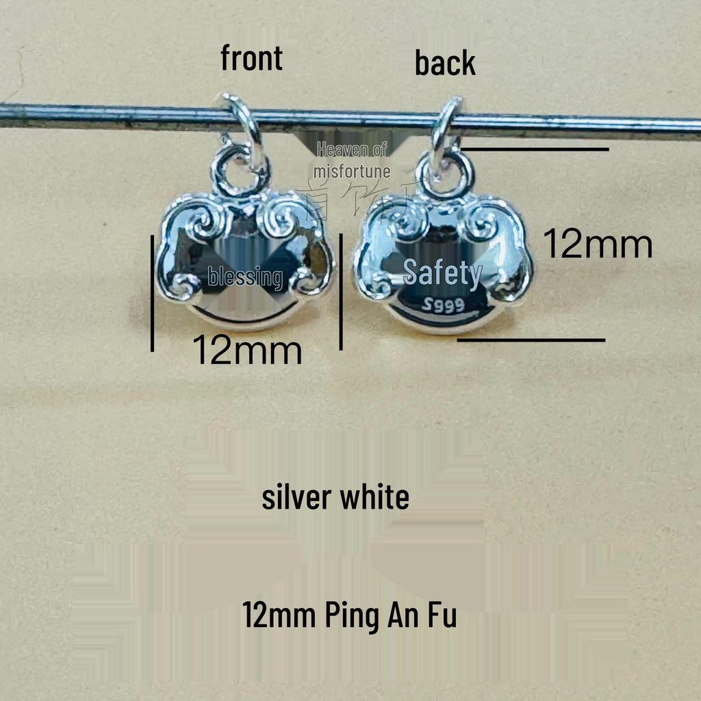 999 Sterling Silver 3D Peace and Fortune Red String Bracelet Charms