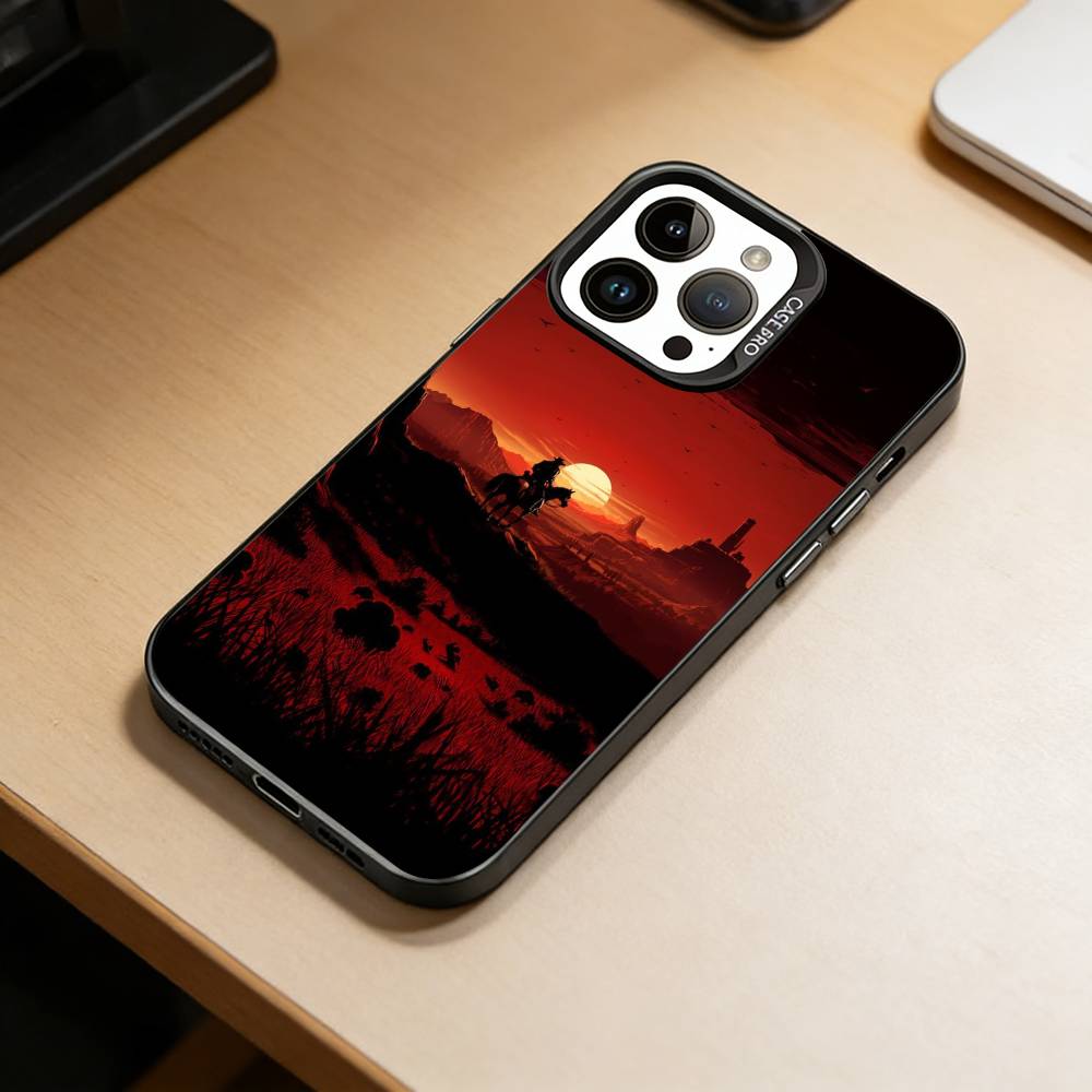 Custodia per telefono di Red Dead Redemption 2 per iPhone 17,16,15,14,13,12,11 Plus,Pro Max,XS,Interno Rivestito Argento Colorato