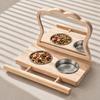 Detachable Cups Easy Installation Parrot Feeder Wood 1 Set