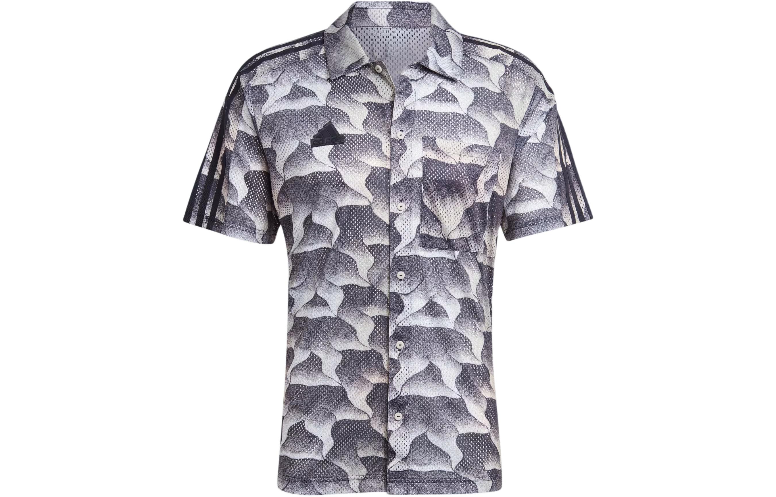 Adidas ALLOVER PRINT Shirts Men s Gray Lapel Moderate Other IS1532 M