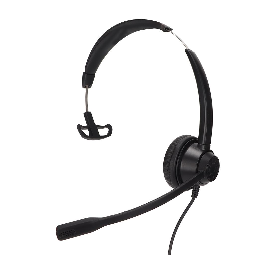 Monaural Customer Service Headset Volume Adjustment Single Sided Ear Headphone with Noise Cancelling Mic