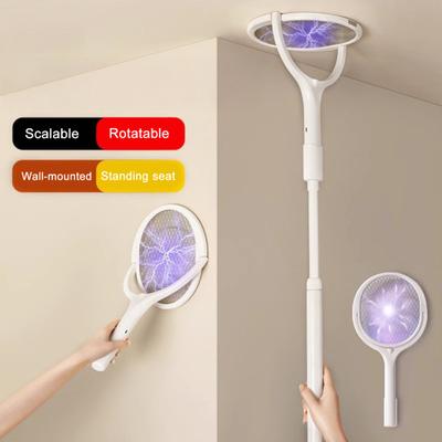 Rotating Head Electric Fly Swatter USB Rechargeable Adjustable 3500 Volt Indoor Outdoor Portable Handheld Standing Fly Zapper Racket