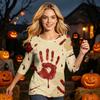 Halloween Shirt for Women 3/4 Sleeve Tunic Top Funny Splatter Pattern Casual Loose Holiday Graphic Blouse