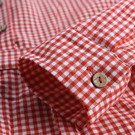 Hauts Tuniques à Carreaux Grande Taille pour Femmes Décontractés Boutonnés Revers Amples Fluides Manches Longues Plissés T-shirts