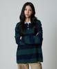 UNKNOWN PLANET Striped Rugby Collar Shirt Green