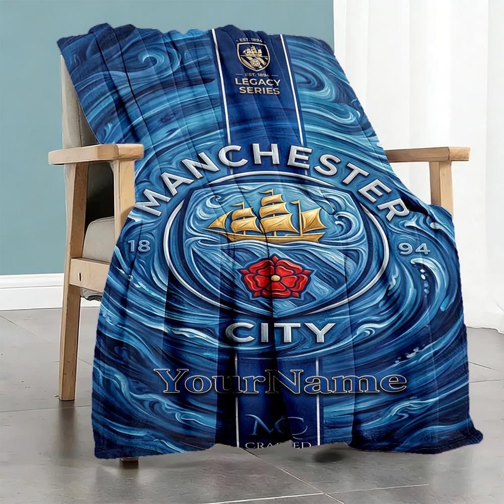 Manchester City 23 Personalized Name Blanket Gift Personalized Blanket Durable Comfort Suitable for Office Bedding Livingroom Bed