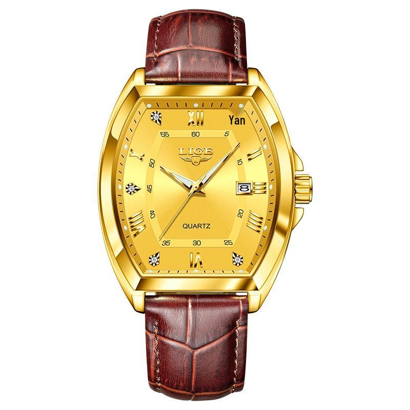 

LIGE Men s Retro Barrel Quartz Watch with Calendar & Luminous Display