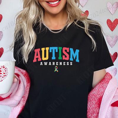 Autismus-Bewusstseins-T-Shirts für Frauen Kleidung Retro Autismus-Bewusstseinsmonat Shirts Damen-T-Shirt Harajuku Grafik Y2k Tops