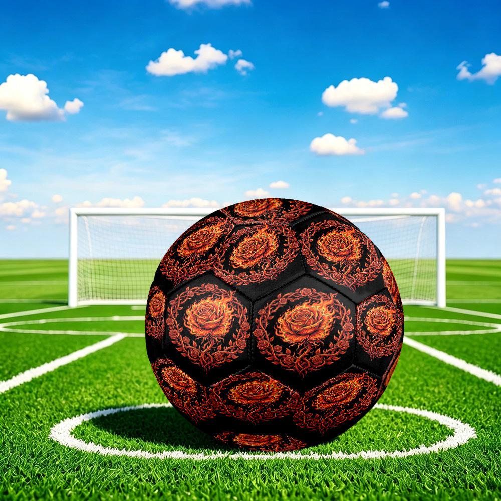 1pc Rose Tattoo Theme Soccer Ball Football, Size 5, Lightweight PVC, Outdoor Training Soccer Ball,Gift c6572