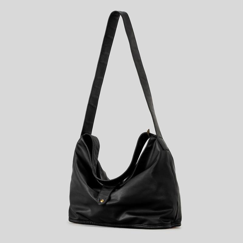 

Vintage Tote Leather Buckle Soft Leather Shoulder Crossbody Bag Women s Fashion Large Capacity Commuter Handbag чорний