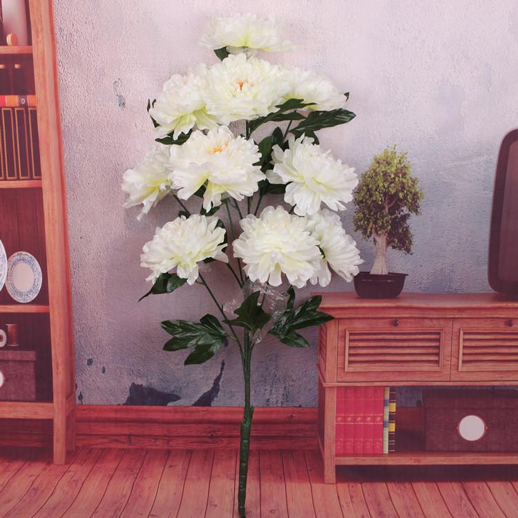 Simulation Peony Flower 10 Heads Rich and Core-spun Peony Simulation Flower Wedding Home Studio Decoration Artificial Fake Flower
