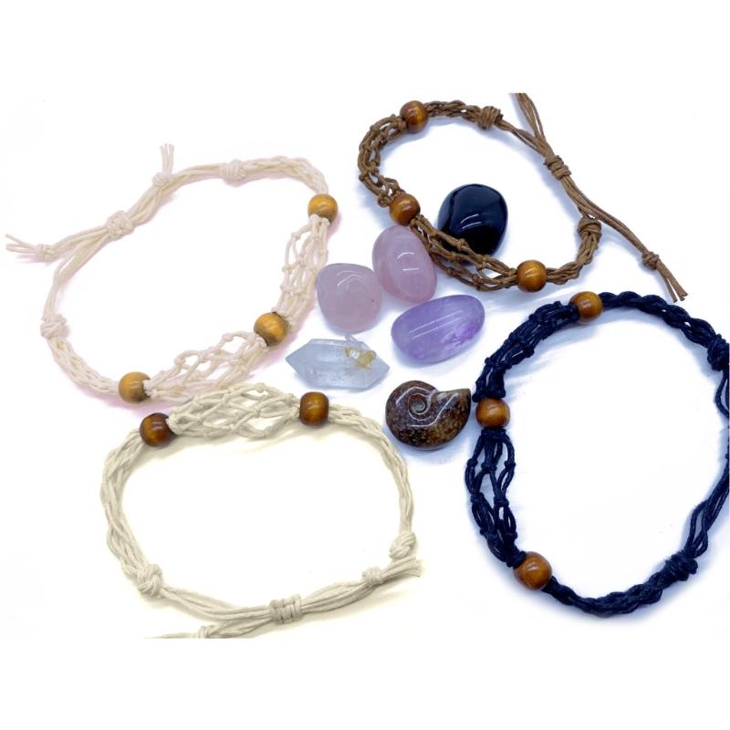 Net Bag Adjustable Bracelet Cord Empty Without Stone Crystal Holder Bracelet Natural Healing Gem Macrame Bracelet Decor