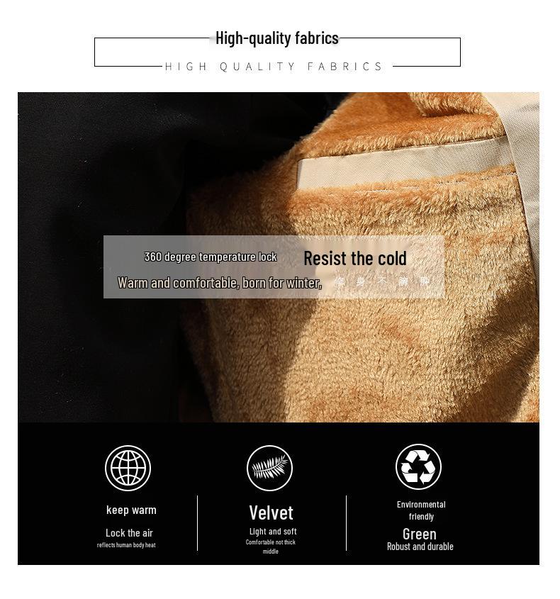 Men's Fleece Lined Winter Jacket - Thick, Pure Cotton, Plus Size, Casual Stand-Up Collar