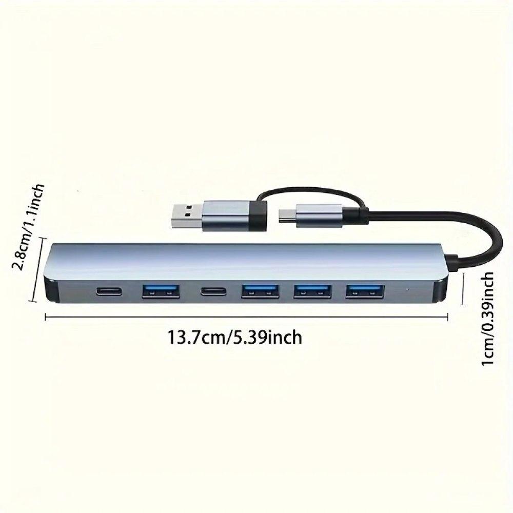 USB C Hub USB Hub 3.0, VIENON Aluminum 7 In 1 USB Extender, USB Splitter with 1 X USB 3.0, 4 X USB 2.0 and 2 X USB C Ports