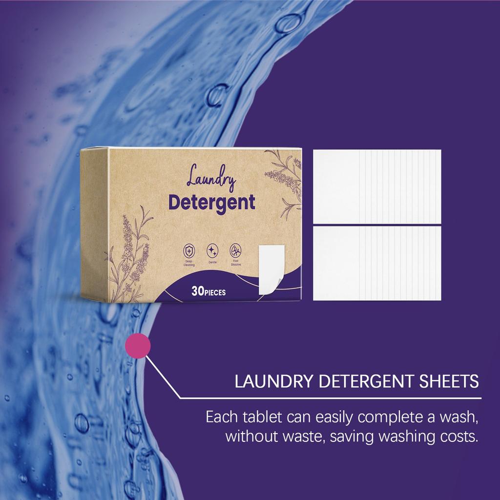 Waschmittel-Tabletten 30 Stück Sanfte Reinigung Kleidung Fleckenentfernung Lang anhaltender Duft Saubere Wäsche Blasenpapier