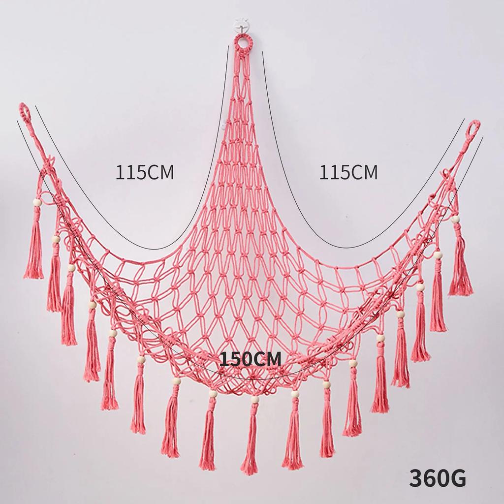 Toy Hammocks Creative Wall Corner Hanging Storage Net Organizer Minimalist Style Woven Cotton Rope Storage Mesh Hammock