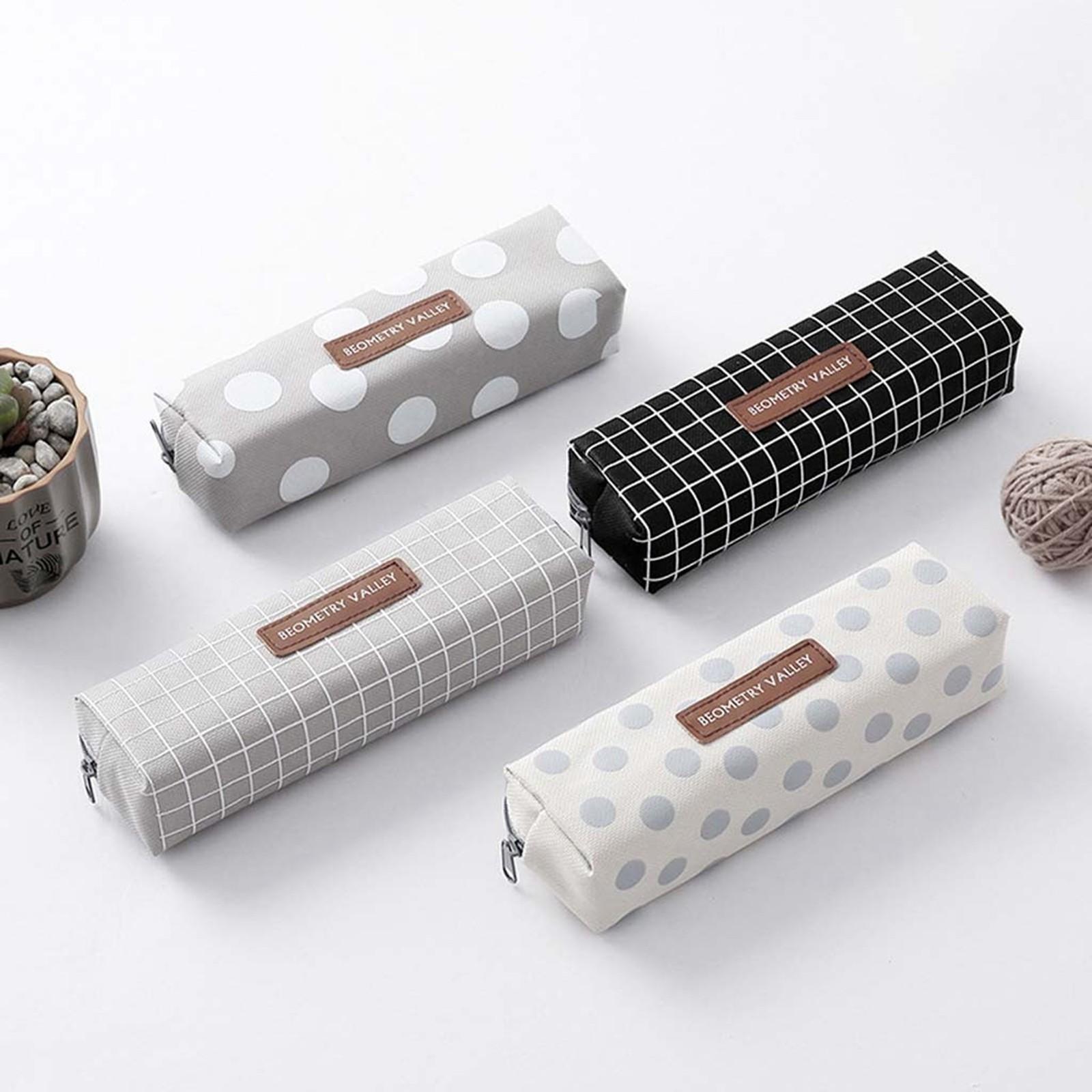 

Nikitas Creative Plaid Dot Canvas School Pencil Case Cosmetic Makeup Storage Bag