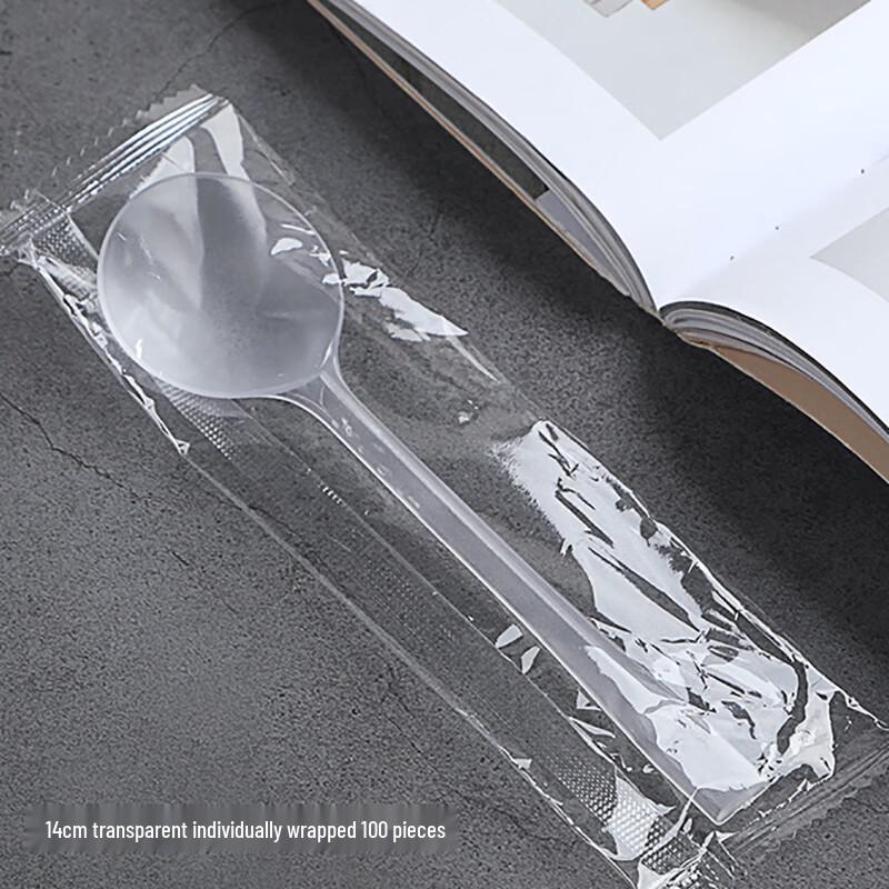 ZISIZ 14cm Clear Disposable Plastic Spoons