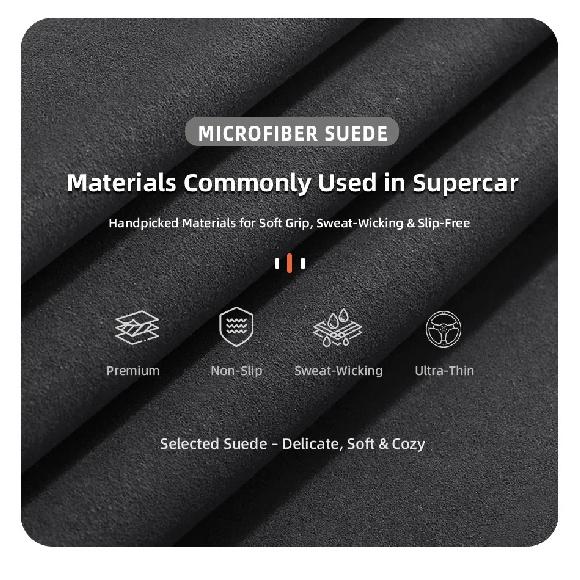 Suitable for Porsche Premium Suede Snap-On Steering Wheel Cover, Non-Slip Durable for Cayenne 996 Macan 957 Volante Boxster 986