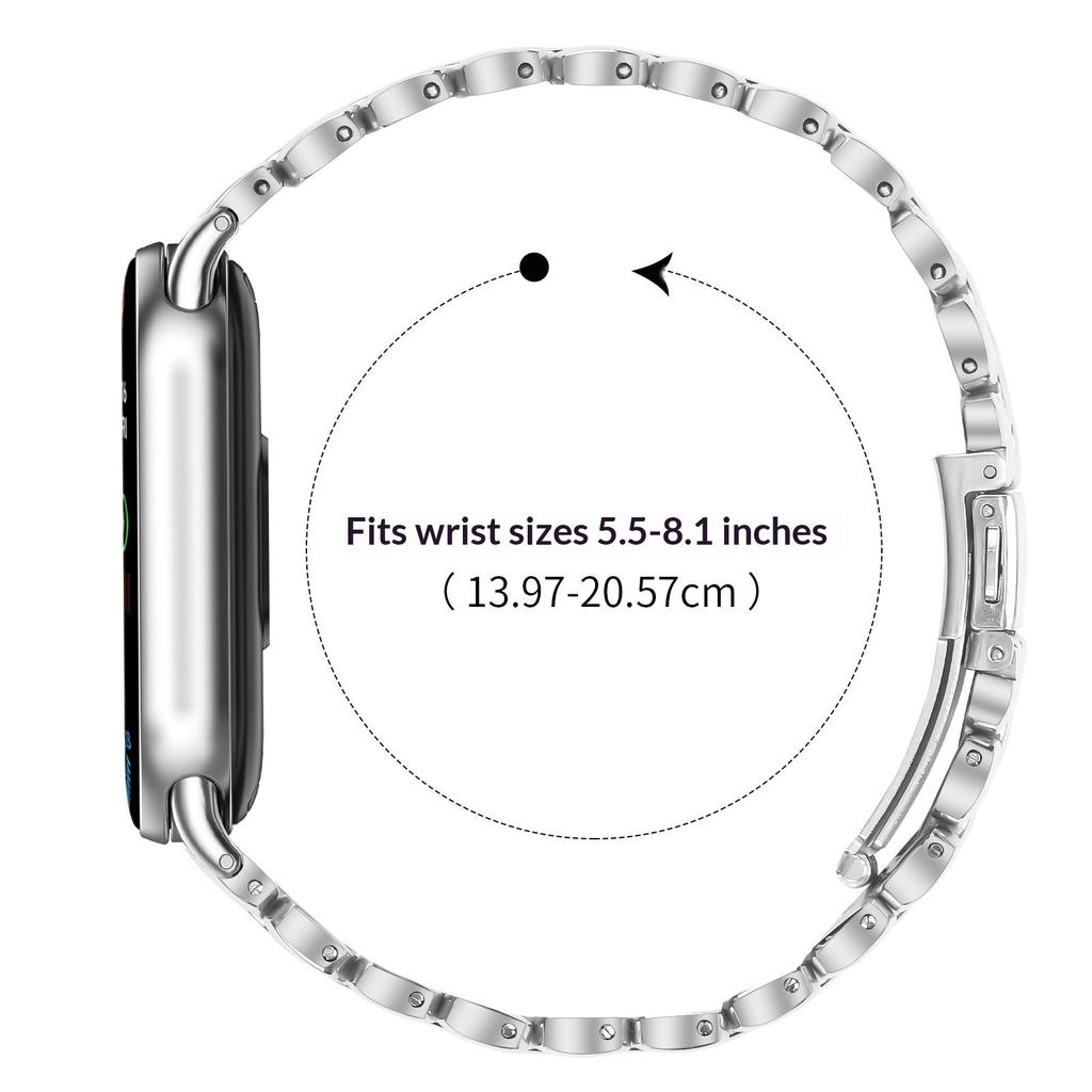 Metalen Horlogeband voor Xiaomi Smart Band 10/9/8 Parel-Vormig Roestvrij Staal Galvaniseren Polsband