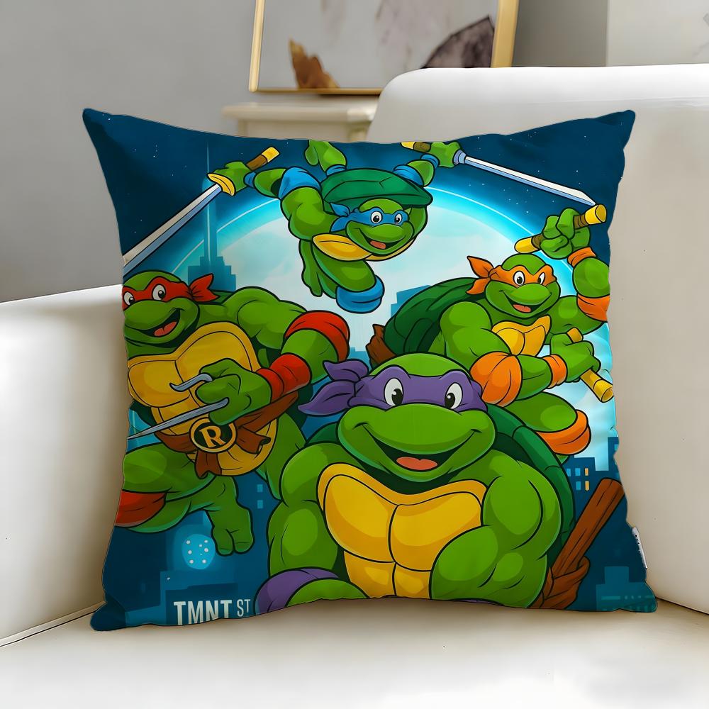 Cartoon Teenage Mutant Ninja Turtles Cushion Cover Soft & Easy-Wash Pillow Case – Versatile for Couch, Bed, Travel and Office