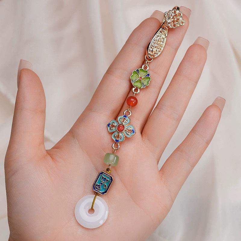 Dámské Cheongsam Qipao v čínském stylu Klopa Visící střapec Přívěsek Vintage Brož Elegantní styl Hanfu Doplňky