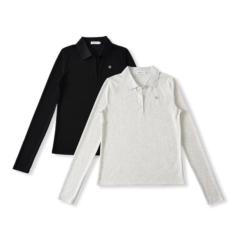 Counter Same Zbzr Autumn New Women Clothes Polo Shirt T-shirt Long Sleeve Breathable Cover Up Badminton Sports Top