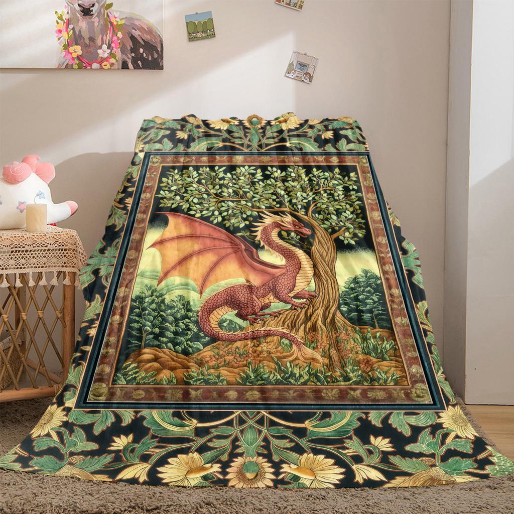1pc Medieval Gothic Fantasy Dragon blanket, al season lightweigh Poster blanket home office outdoor nap multifunc Poster blanketional blanket