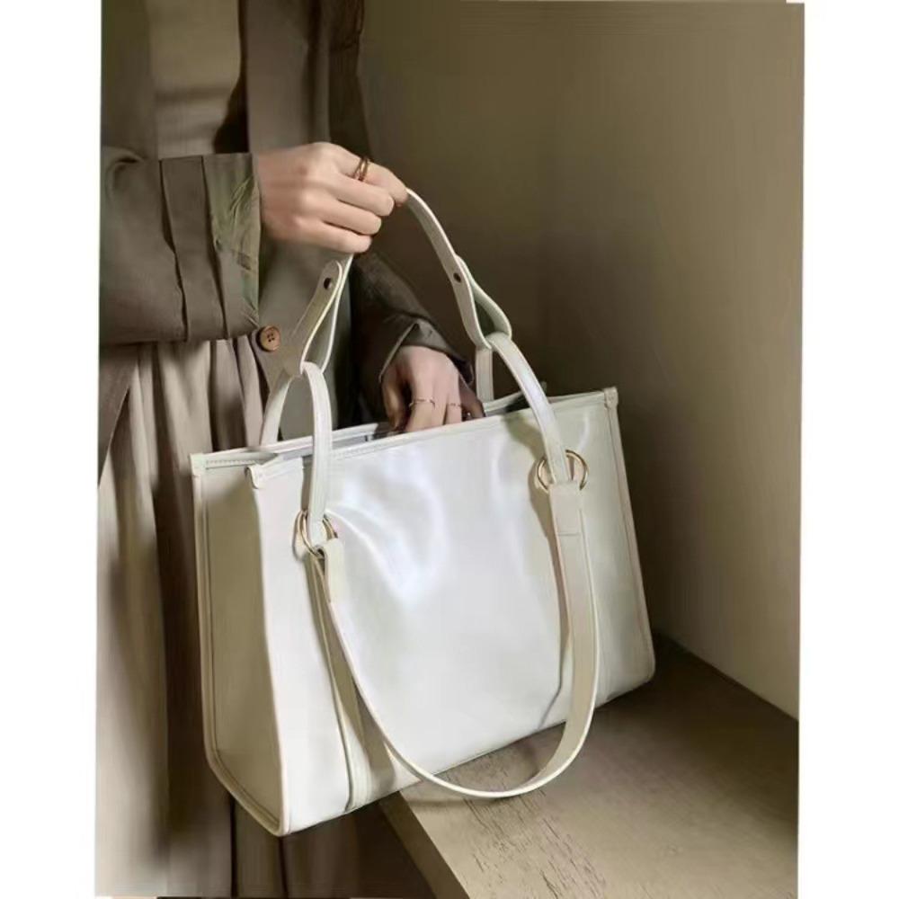 Korean version of retro soft leather large-capacity laptop bag, college student book tote bag, class commuter bag oblique span bag
