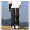 Light Blue Washed Men's Jeans Straight Leg Wide Leg Thin Summer Casual American Retro Loose Fit Long Pants