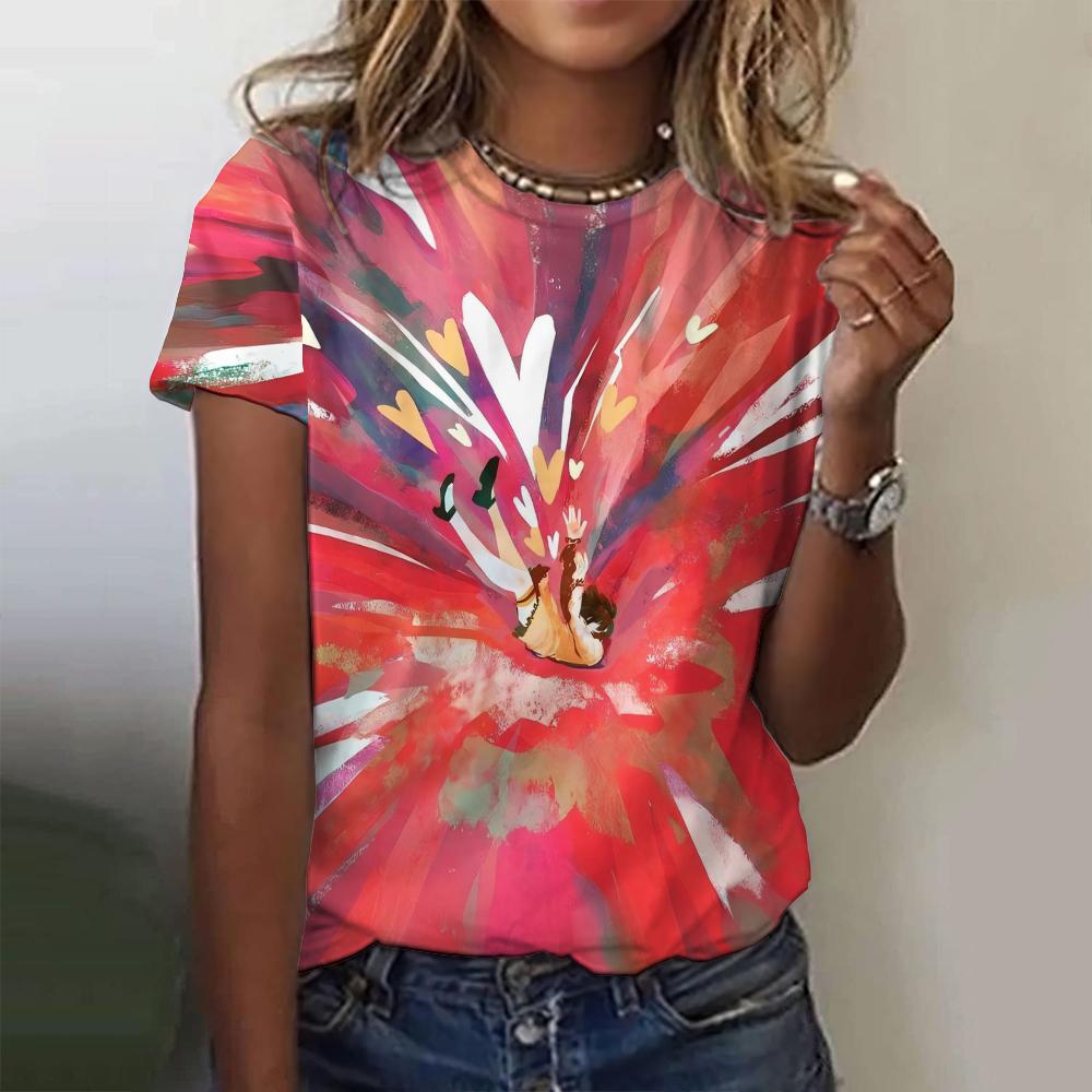 Color Girl 3D Print T-Shirts Women's Streetwear Fashion Casual O-Neck Short Sleeve T Shirt Y2k Top Harajuku Tees Female Clothing