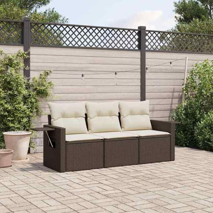 VidaXL Garden Lounge Set with Cushions 3 Pcs, Patio Sofas, Patio Furniture Set, Outdoor Furniture, Brown 3219862