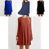 Elegant Women Autumn Fashion Basic Loose Slim Long Sleeve Mini Dress In S-5xl