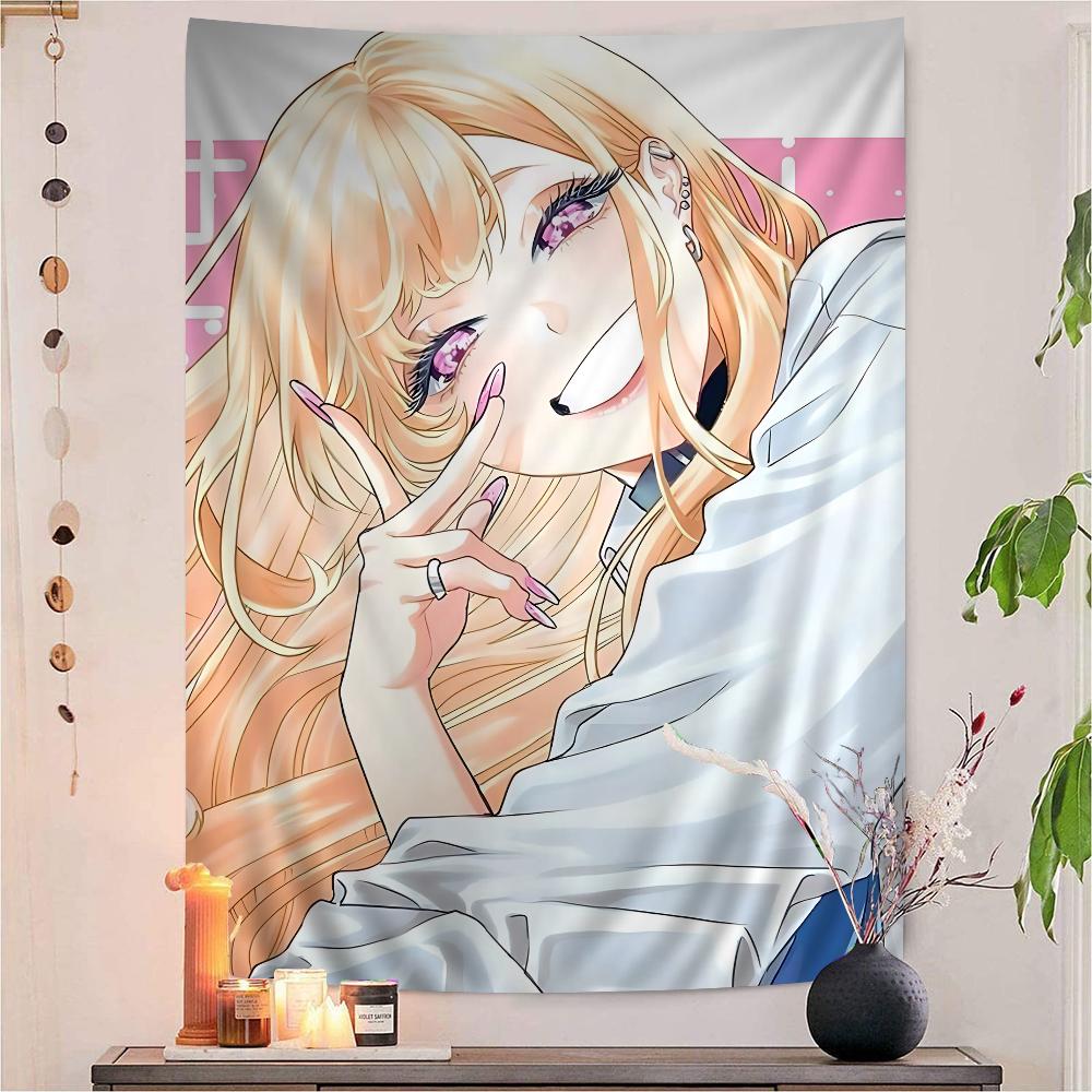 My DressUp Darling Marin Kitagawa Tapestry  Manga Cover Art with Sweet Smile Pose  Cozy Wall Decor for Romance Manga Fans
