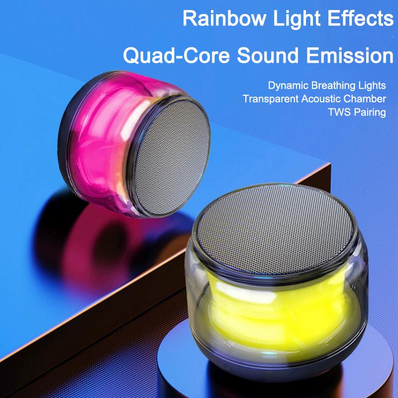 Mini Portable Bluetooth Speakers Wireless With Multicolour Lights, Stereo Pairing Desktop & Portable Wireless Speaker