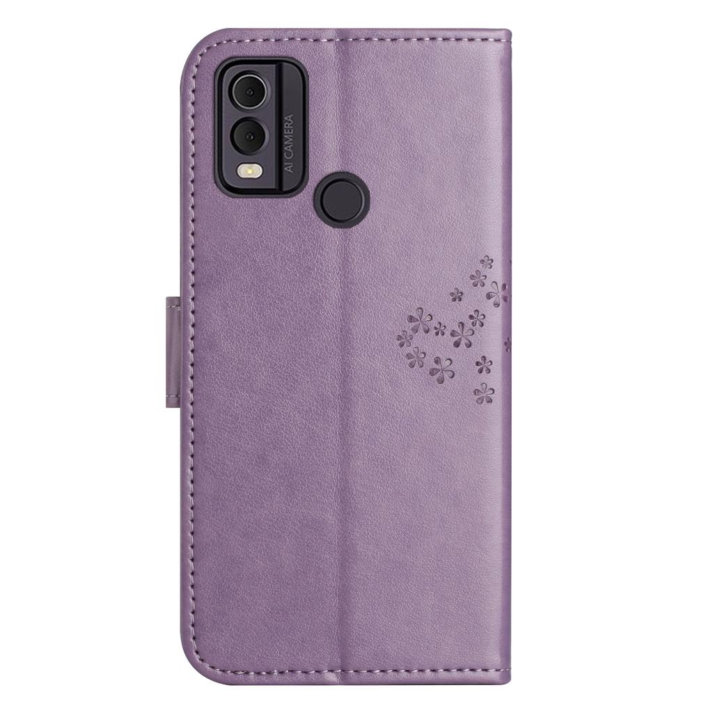 For Nokia C32/C22 Supporting Stand Wallet Case PU Leather Imprinted Owl Tree Pattern Phone Cover