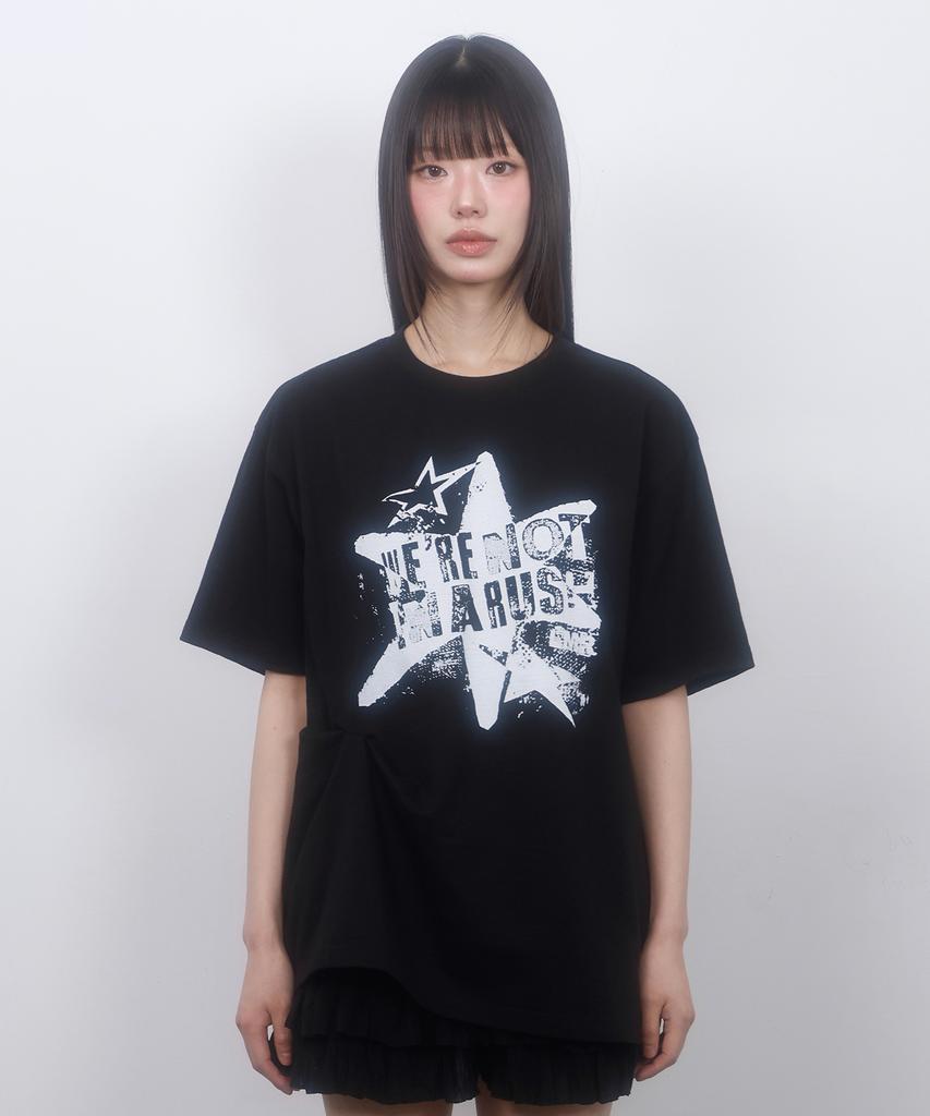 LMR Vintage Star Slub Pintuck Short Sleeve T-Shirt Black