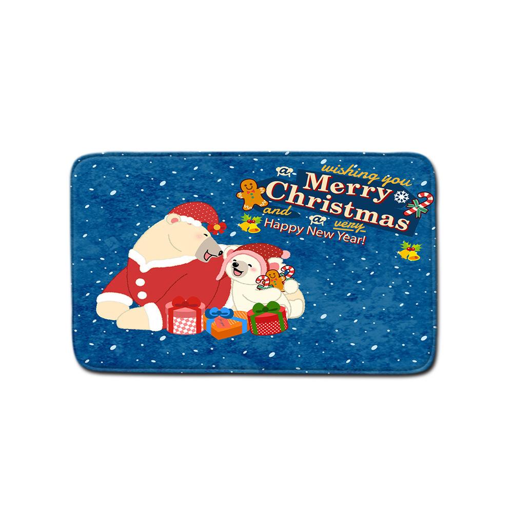 Christmas Shower Curtain Floor Mat Combination Four-Piece Set Kitchen Door Mat Bedroom Living Room Carpet