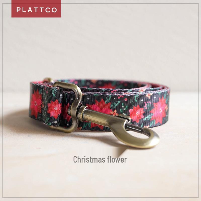 PLATTCO Christmas Flower Dog Leash - Smooth, Comfortable Training Leash (PDL374) XL 2.5cm x 120cm