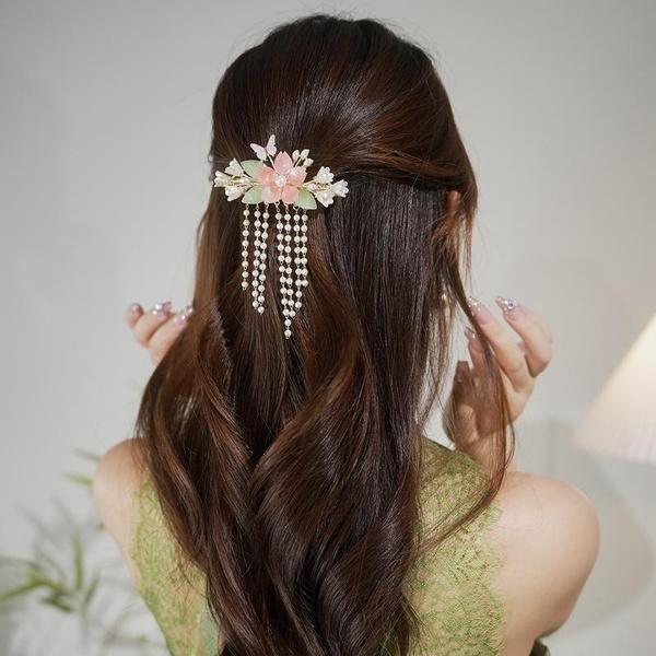 1PC Fashion Elegant Pearl Tassel Hair Claw Clips Hairpins Flower Hair Clip Headwear for Women Girls Hair Accessories