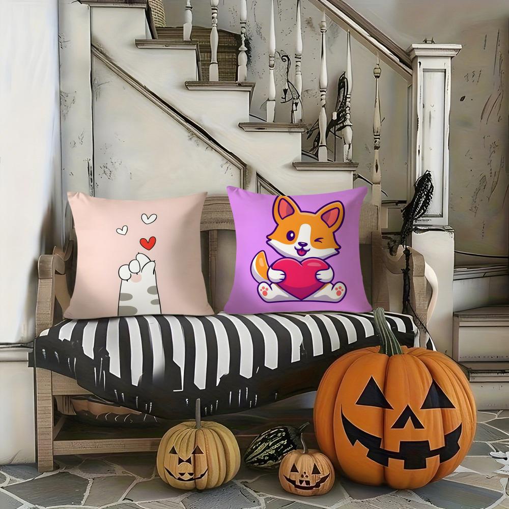 Cute Cartoon Dog Art Combination Pillow Case Pattern Printed Pillowcase for Living Room Sofa Cushion Cover & Bedroom Decor