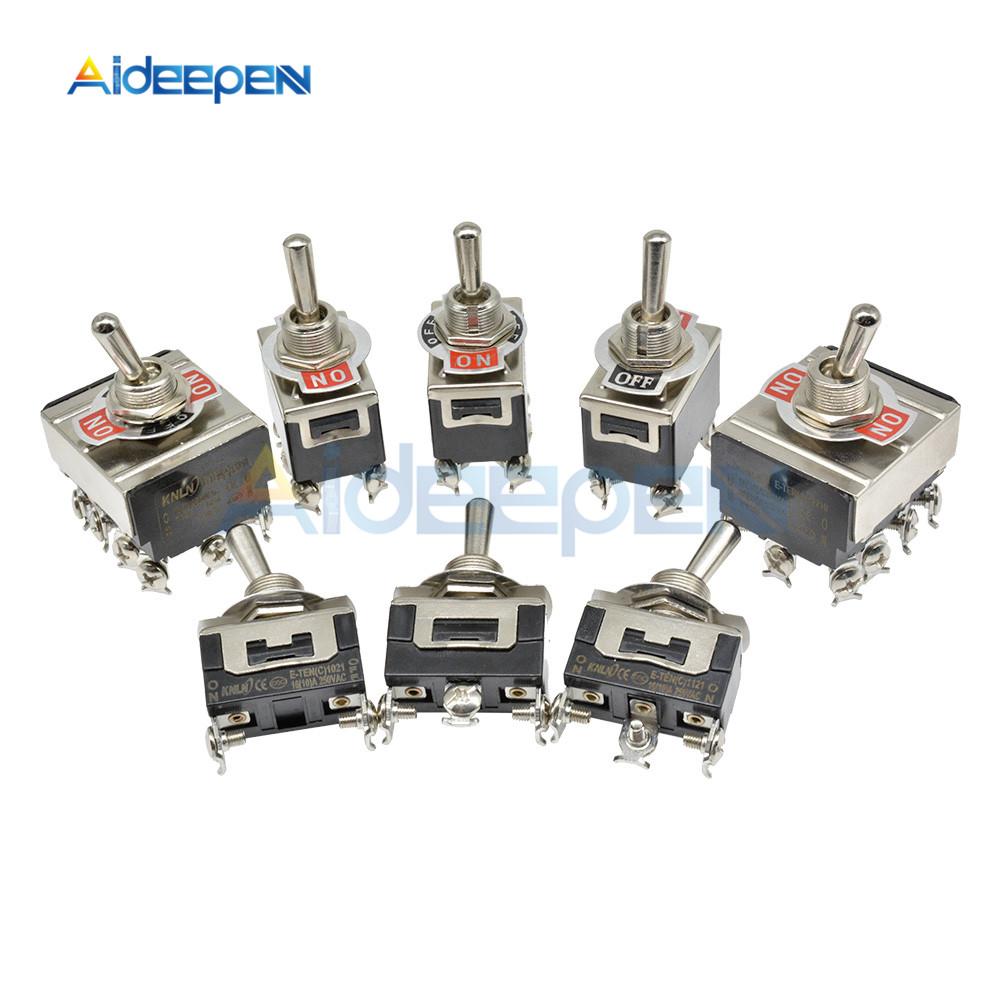 Mini Auto Toggle Switch AC 250V 16A 2/3/4/6/12 Pin ON-OFF ON-ON ON-OFF-ON 2/3 Position Copper/Silver Contact