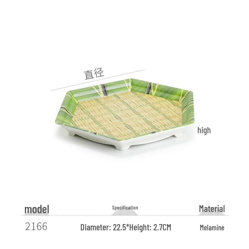 Kreative Melamin-Platte im Bambus-Web-Stil für Hot Pot, Grill und Dessert-Servieren