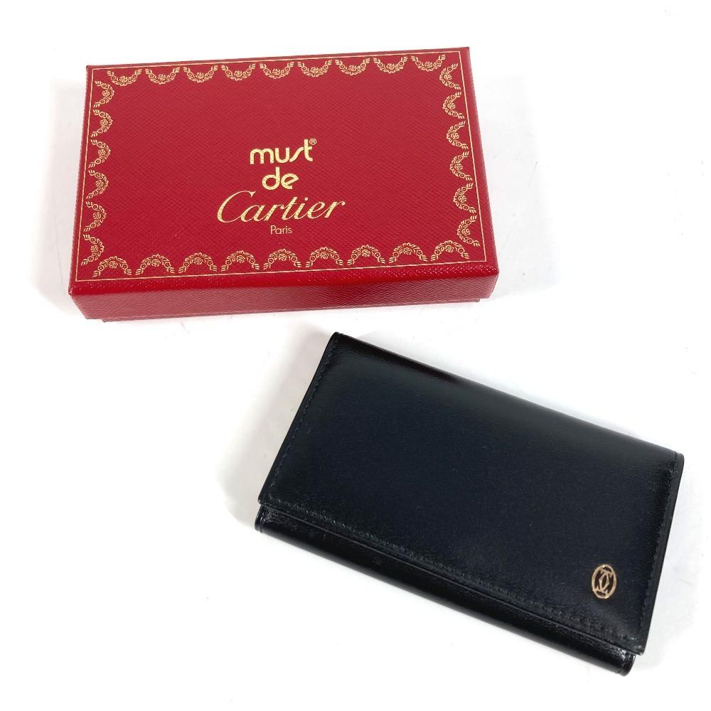 Cartier Pasha Logo 6-Ring 6P Key Key Case Leather Black