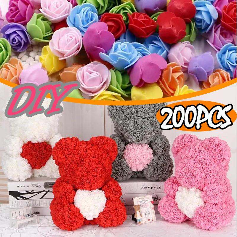 50~200 Stück Künstliche Rosenköpfe Schaumstoff Künstliche Blumen für Rosenbär Valentinstagsgeschenk Hochzeit Handgemacht DIY Blumendekorationen