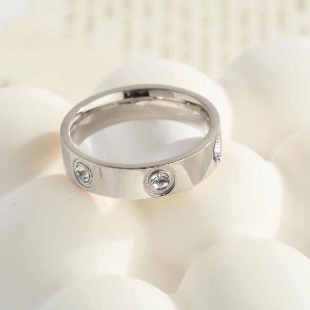 ALTERA Classic Stainless Steel 3A Zircon Crystal Charm Rings for Women Men Luxury High Quality Engagement Wedding Zircon Gifts