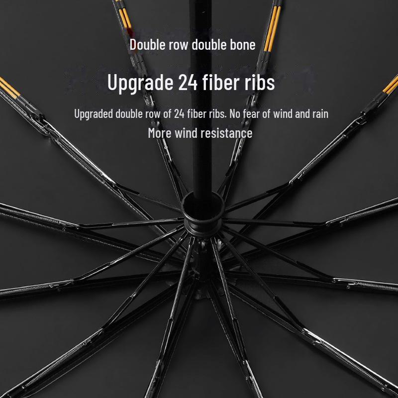Automatic 24-Rib Folding Umbrella: High-End, Dual-Use, Storm-Resistant, Large Umbrella for Sun and Rain