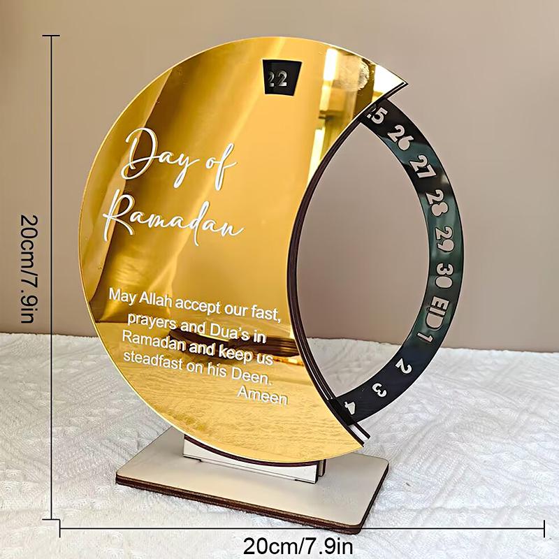 

Acrylic 2025 Ramadan Countdown Advent Calendar with Rotatable Wheel Eid Mubarak Table Ornament Islamic Muslim Party Decoration
