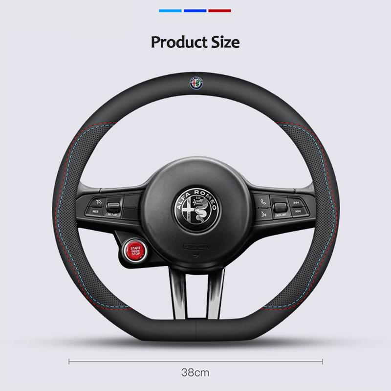 AGP1 For Alfa Romeo Car Leather Non-slip Steering Wheel Cover For Alfa Romeo 4C 159 Spider Giulia Giulietta 156 Tonale Mito Car Inter