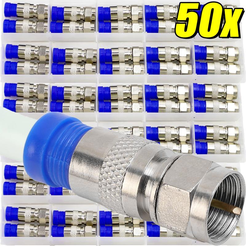 

5/50x Stainless Steel Compression F Connector Anti Corrosion Waterproof RG6 Digital Video Broadband Internet Cable Fitting 5pcs